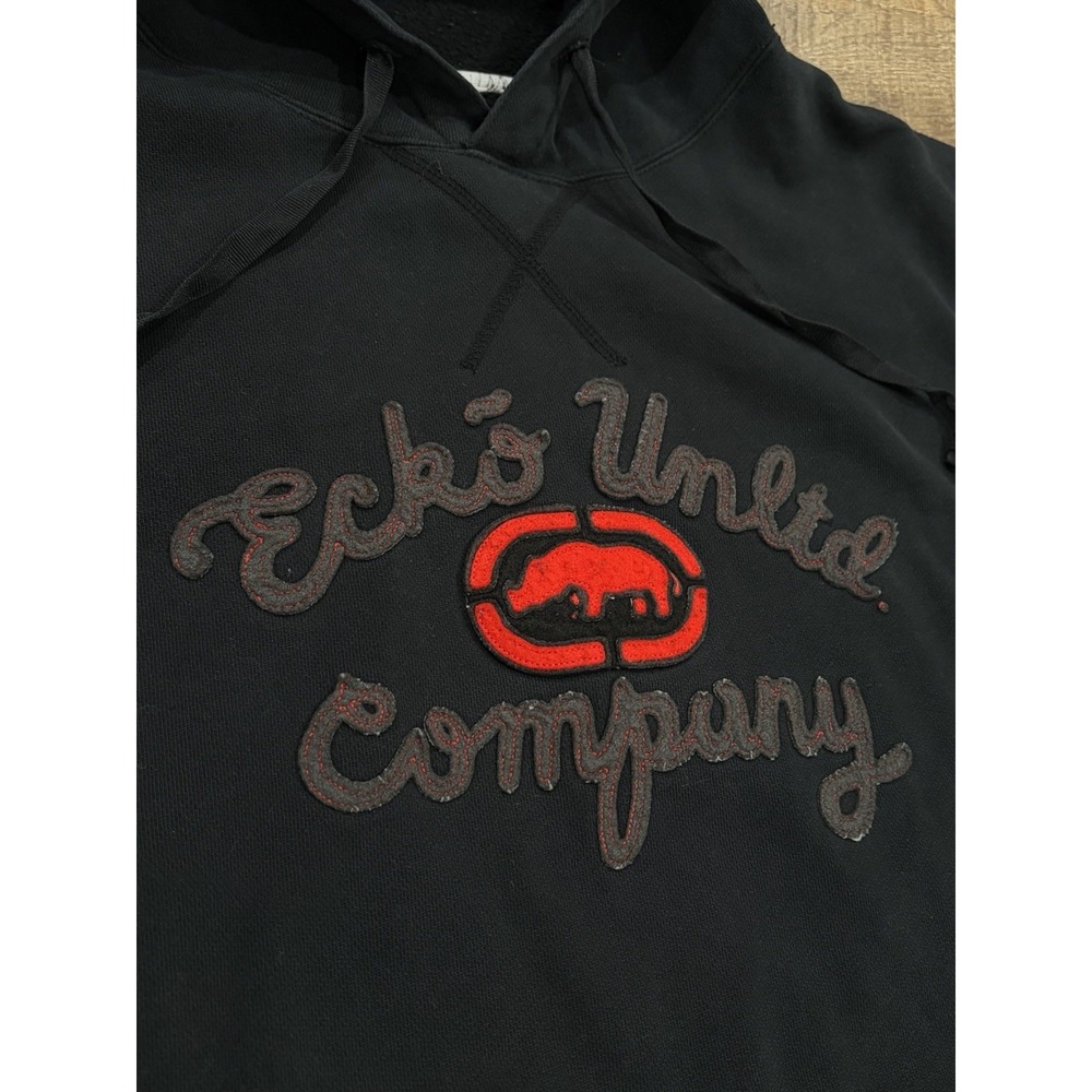 Vintage Y2k Ecko Unltd. Logo Stitched Hoodie Black Red XXL Skater Hip-Hop - Picture 2 of 12